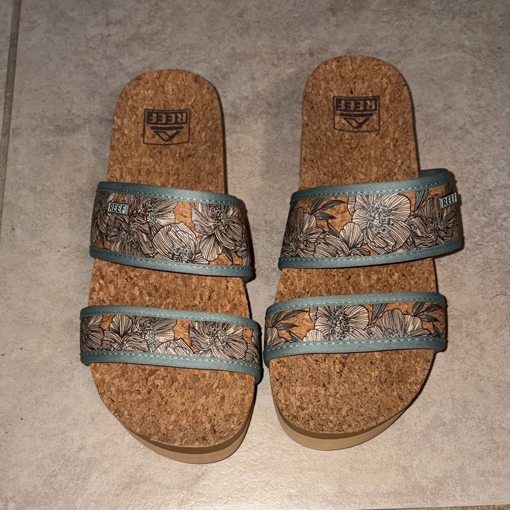 Reef Cork Sandals with Floral Pattern